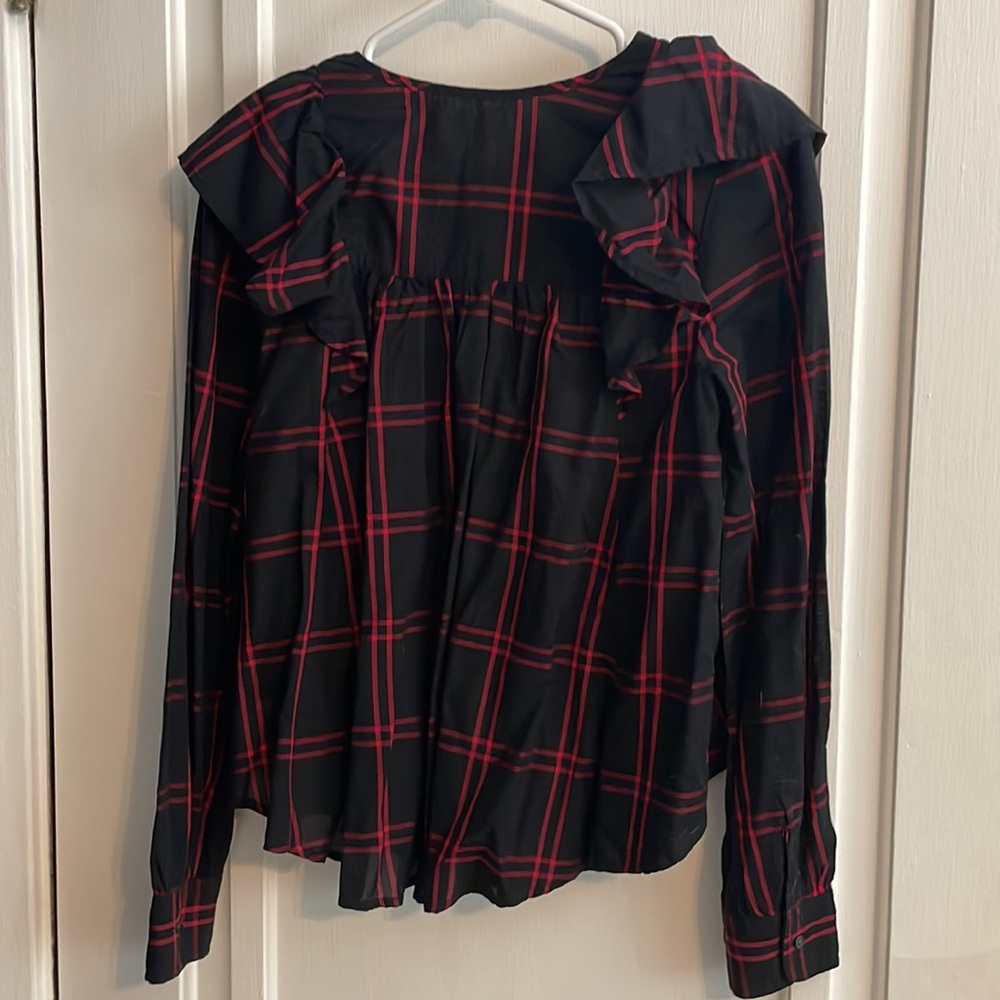 Gap Plaid Ruffle Top S - Picture 2 of 2